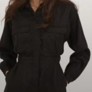 BDG Atticus Long Sleeve Coverall Romper- Black - Medium